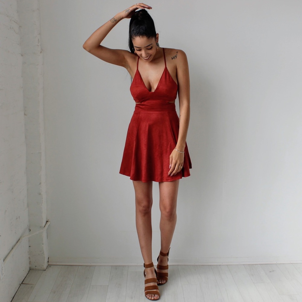 Rust babydoll mini dress